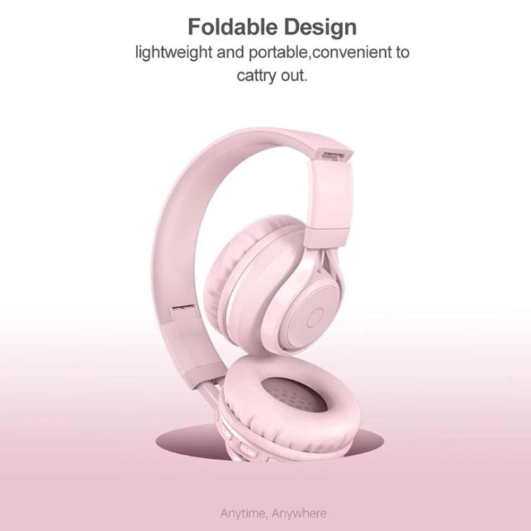 BT06C Cute Wireless Bluetooth 5.0 Headset for Children with Microphone LED Light Suppport Aux-in(Pink)