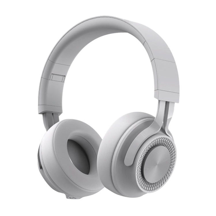P1 Wireless Bluetooth 5.0 Stereo Soft Leather Earmuffs Foldable Headset Built-in Mic for PC / Cell Phones(Gray)