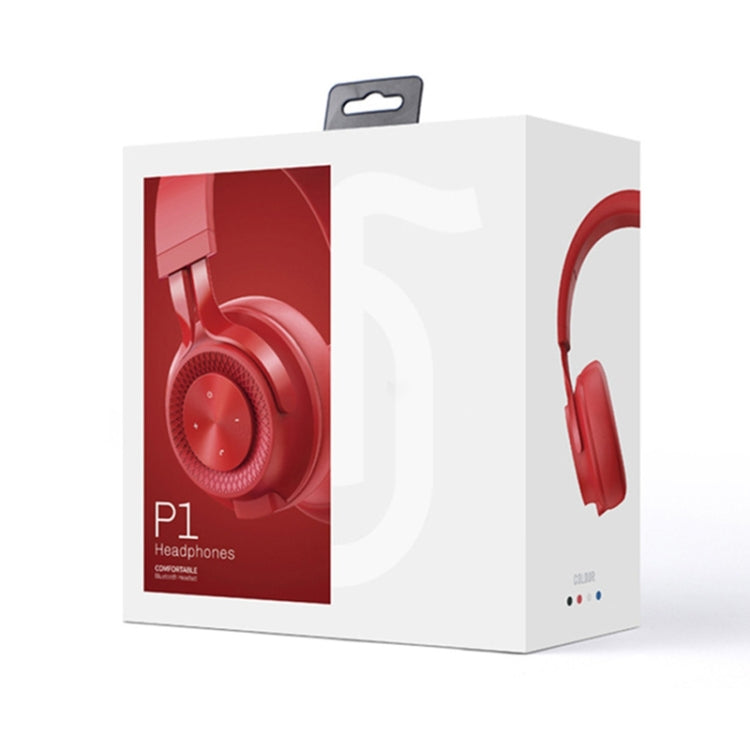 P1 Wireless Bluetooth 5.0 Stereo Soft Leather Earmuffs Foldable Headset Built-in Mic for PC / Cell Phones(Gray)