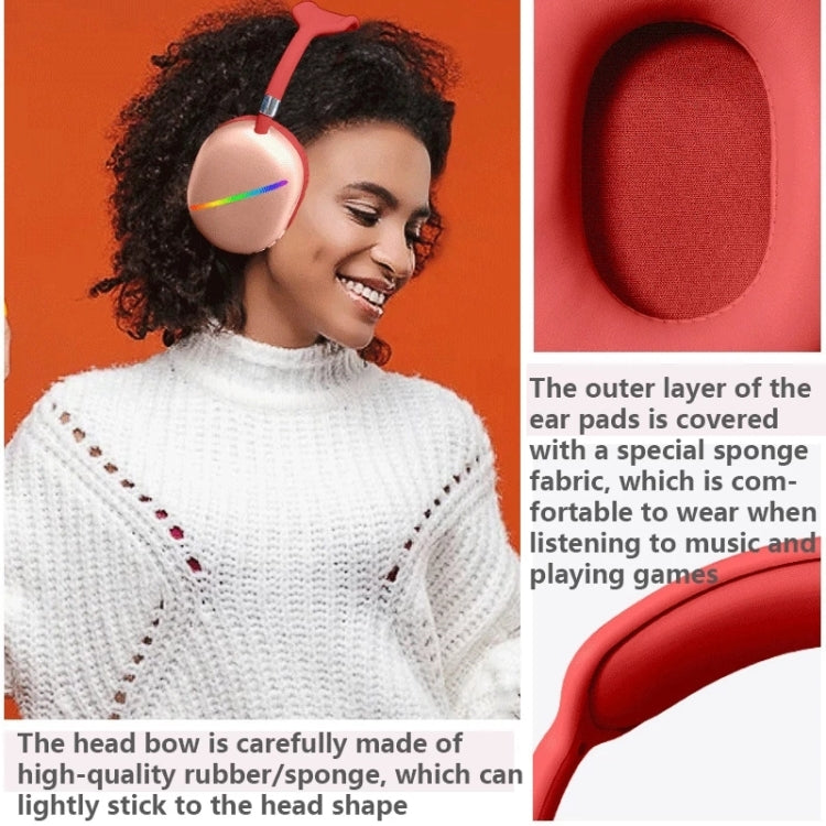 AKZ MAX10 Head-mounted RGB Wireless Bluetooth Music Headset With Microphone, Supports TF Card(Red)