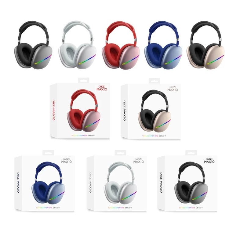 AKZ MAX10 Head-mounted RGB Wireless Bluetooth Music Headset With Microphone, Supports TF Card(Red)