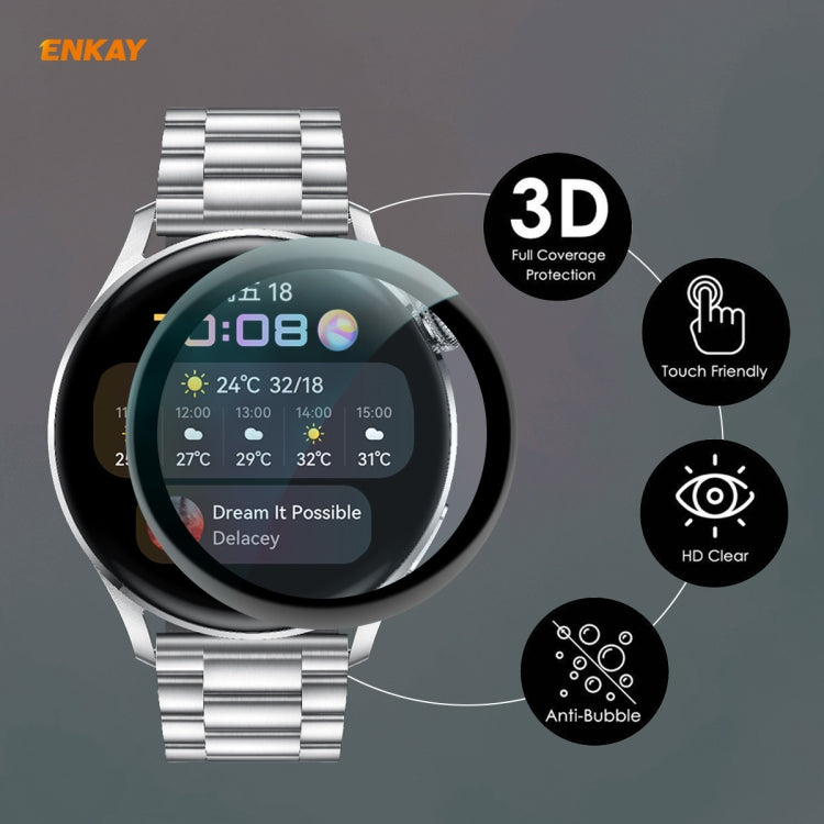 5 PCS For Huawei WATCH 3 46mm ENKAY Hat-Prince 3D Full Coverage Soft PC Edge + PMMA HD Screen Protector Film