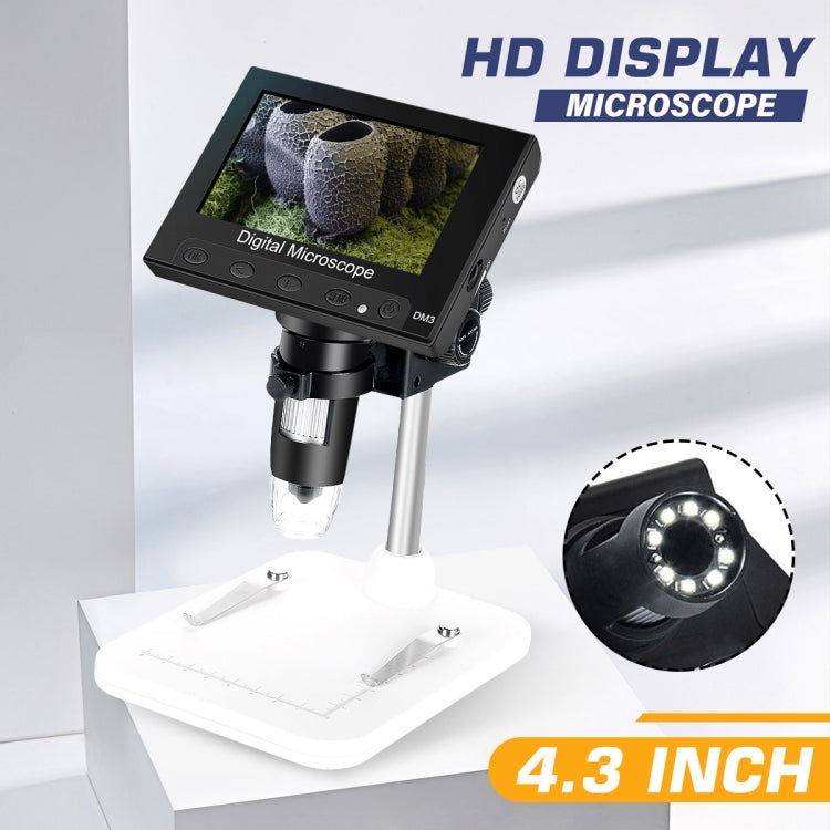 DM4 4.3 Inch LCD Digital Microscope Endoscope with Recording and Stand, HD, 720P, 1000X Zoom
