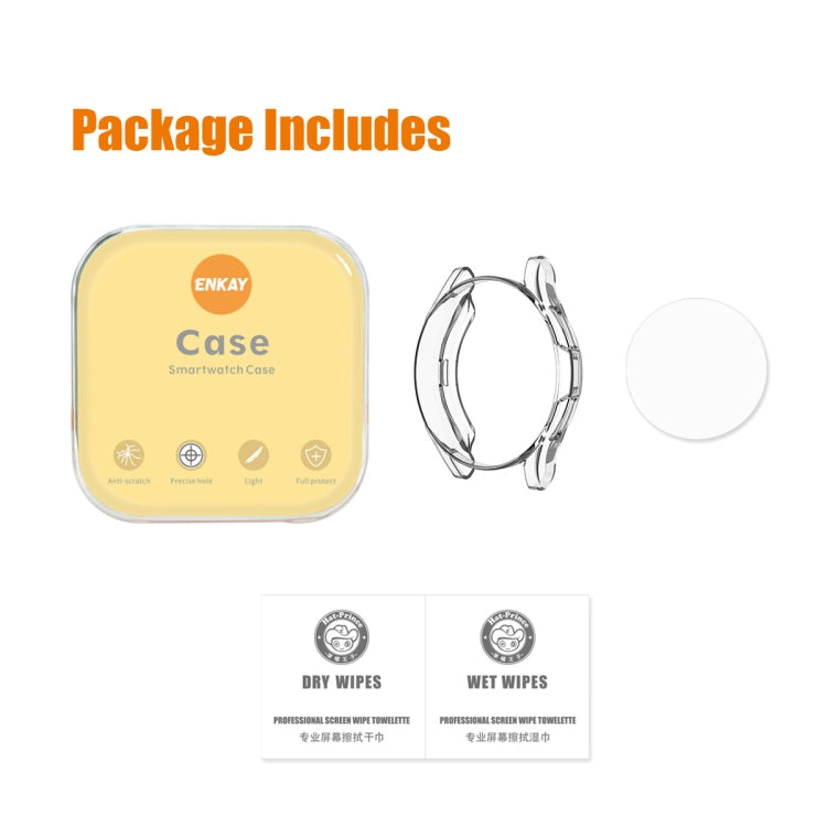 For Samsung Galaxy Watch4 Classic 42mm ENKAY Hat-Prince Full Coverage Transparent Soft Case TPU HD Clear Cover + Tempered Glass Protector - Watch Cases by ENKAY | Online Shopping South Africa | PMC TechLife | Buy Now Pay Later Mobicred