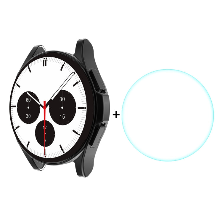 For Samsung Galaxy Watch4 Classic 46mm ENKAY Hat-Prince Full Coverage Electroplate Soft Case TPU HD Clear Cover + Tempered Glass Protector(Black) - Watch Cases by ENKAY