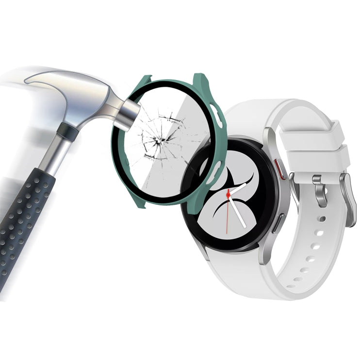 ENKAY Hat-Prince Full Coverage PC Frame + Tempered Glass Protector Composite Case for Samsung Galaxy Watch4 40mm(Green) - Watch Cases by ENKAY