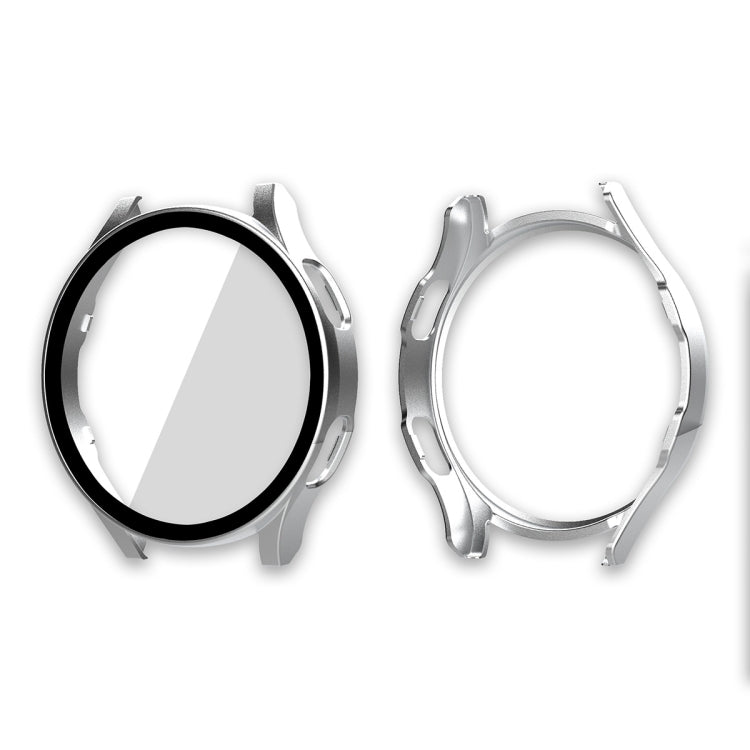 ENKAY Hat-Prince Full Coverage PC Frame + Tempered Glass Protector Composite Case for Samsung Galaxy Watch4 40mm(Silver) - Watch Cases by ENKAY