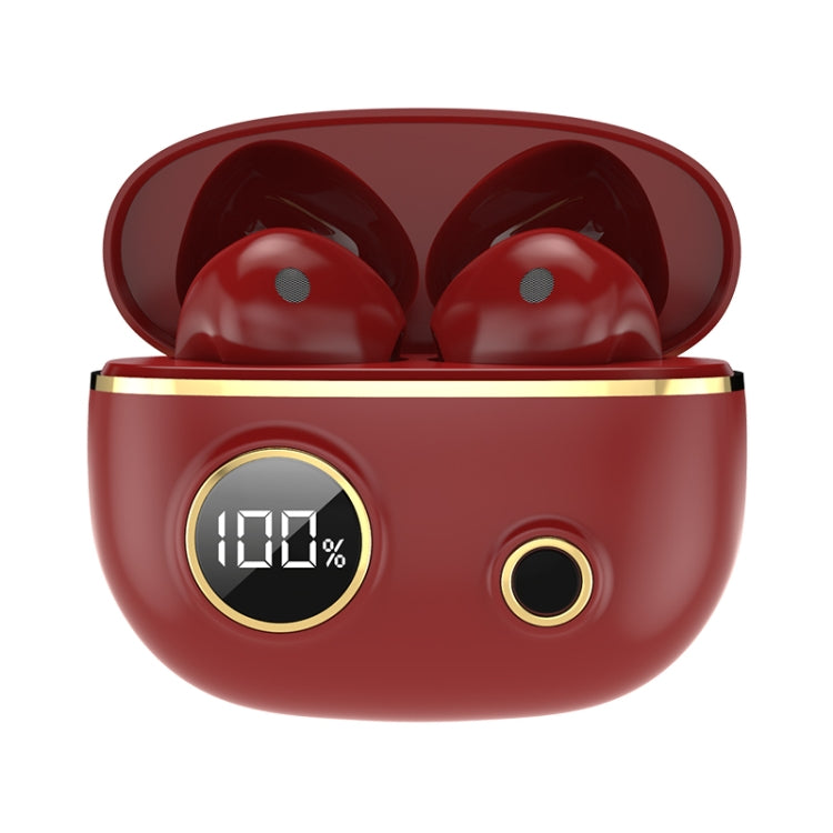 PRO100 TWS Bluetooth 5.2 Noise Canceling Water-resistant Earphones 9D Stereo Sports Headphone with Charging Case(Red)