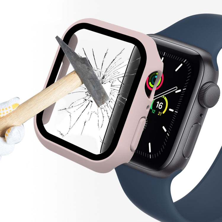 ENKAY Hat-Prince 2 in 1 PC Frame + 9H Tempered Glass Protector Full Coverage Case For Apple Watch Series 8 / 7 45mm(Pink)