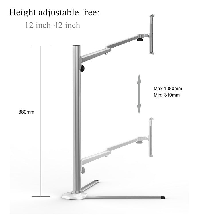 UP-6S Floor-standing Lazy Three-legged Liftable Stand for 3.5-13 inch Mobile Phones and Tablets