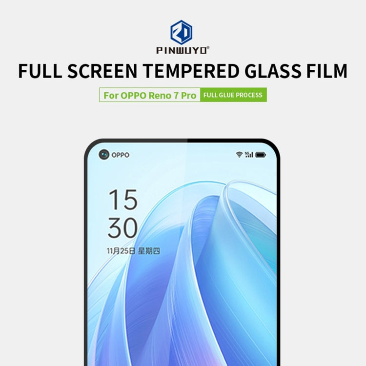 For OPPO Reno7 Pro 5G PINWUYO 9H 2.5D Full Screen Tempered Glass Film(Black) - OPPO Tempered Glass by PINWUYO | Online Shopping South Africa | PMC Jewellery | Buy Now Pay Later Mobicred