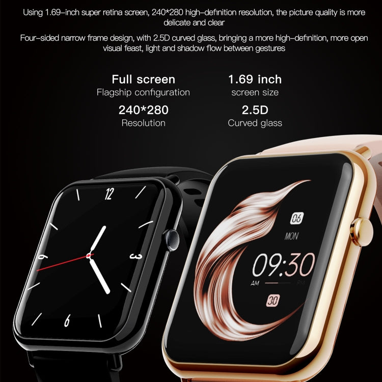 Q19 Pro IP67 Waterproof 1.69 inch Smartwatch(Gold+Burgundy) - free shipping - PMC Jewellery - Order now!