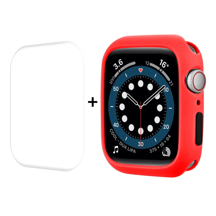 ENKAY TPU Case + Full Coverage PET Screen Protector For Apple Watch Series 8 / 7 45mm(Red)