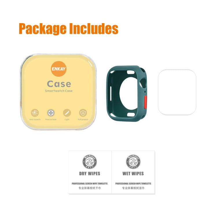 ENKAY TPU Case + Full Coverage PET Screen Protector For Apple Watch Series 8 / 7 45mm(Green) - free shipping - PMC TechLife - Order now!