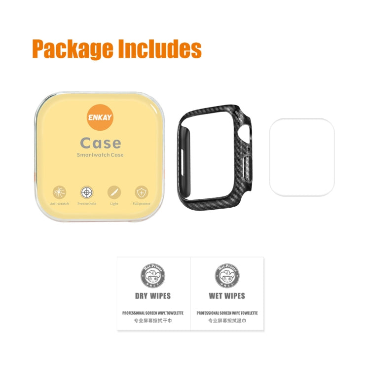 For Apple Watch Series 8 / 7 45mm ENKAY Carbon Fiber PC Case + Full Coverage PET Screen Protector - Watch Cases by ENKAY | Online Shopping South Africa | PMC TechLife | Buy Now Pay Later Mobicred