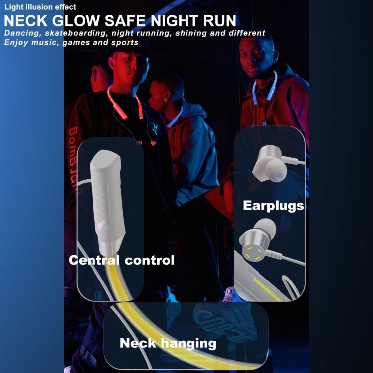 JG4 Flashing LED Neck-mounted Stereo Bluetooth Wireless Earphone(White) - Neck-mounted Earphone by PMC TechLife | Online Shopping South Africa | PMC TechLife