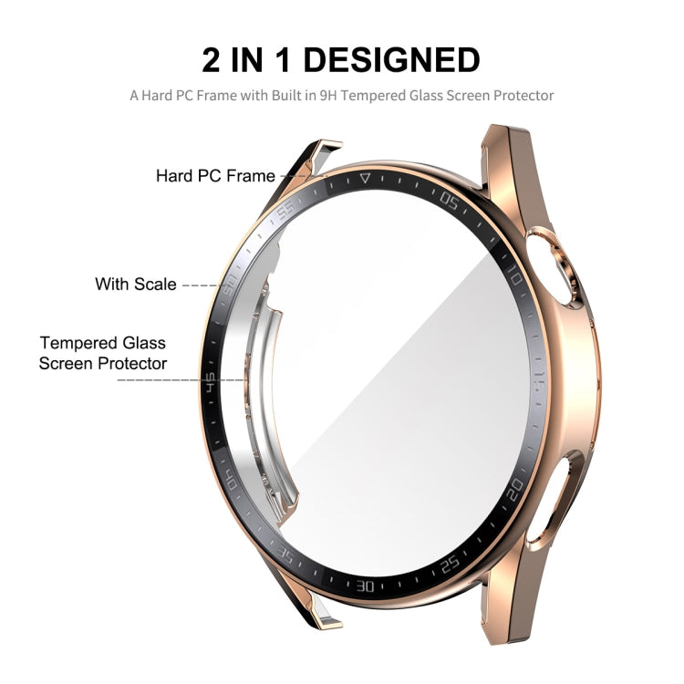 For Huawei Watch GT 3 46mm ENKAY PC Frame + Tempered Glass Protector Case With Scale(Black)
