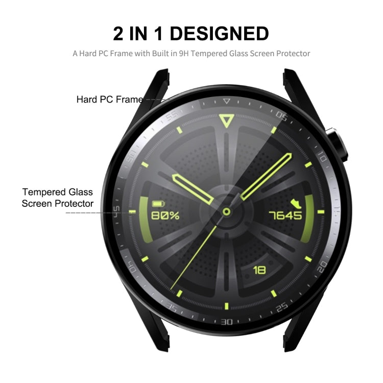 For Huawei Watch GT 3 46mm ENKAY Matte PC Frame + Tempered Glass Protector Case(Silver)