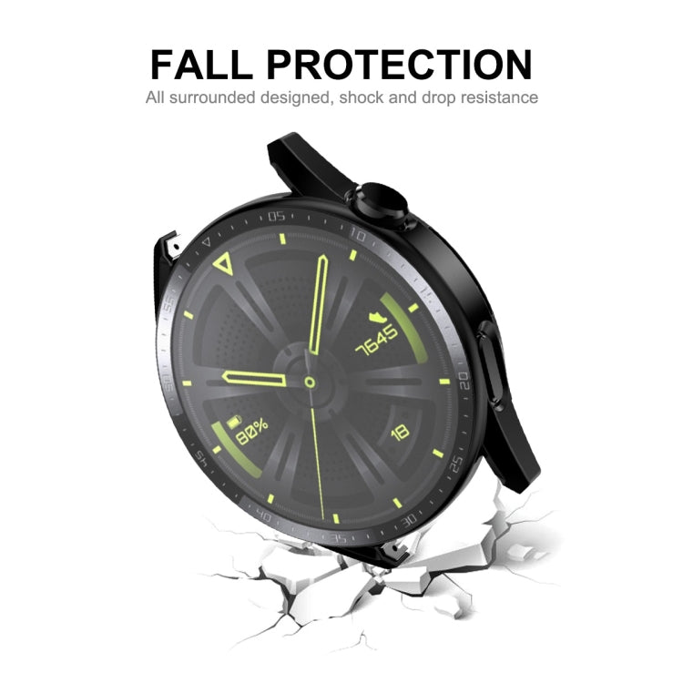 For Huawei Watch GT 3 46mm ENKAY Matte PC Frame + Tempered Glass Protector Case With Scale(Black)