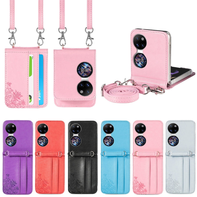 For Huawei P50 Pocket Diagonal Embossed Card Folding Phone Case(Pink) - free shipping - PMC TechLife - Order now!