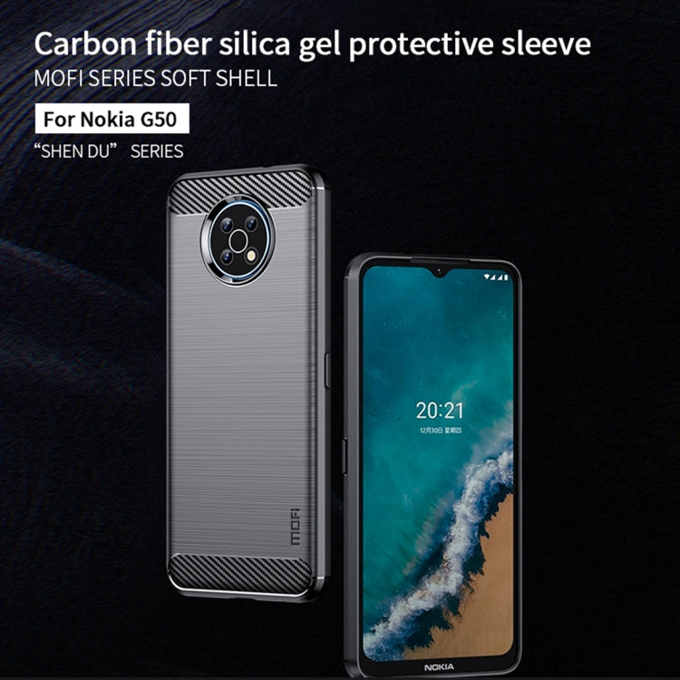 For Nokia G50 MOFI Gentleness Brushed Carbon Fiber Soft TPU Case(Black)