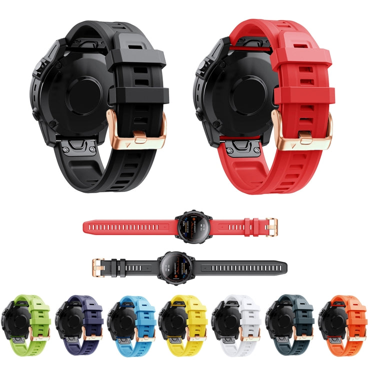 Compatible with Garmin Fenix 6S Pro 20mm Rose Gold Buckle Silicone Watch Band(White)