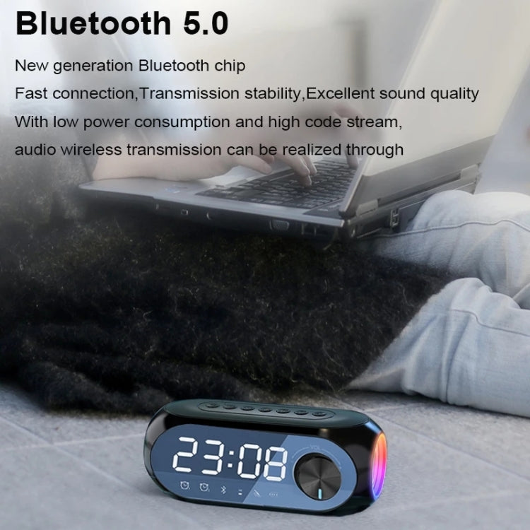 AEC S8 Alarm Clock Bluetooth Speakers with LED Light Support TF / FM(White)