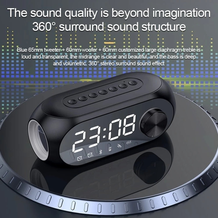 AEC S8 Alarm Clock Bluetooth Speakers with LED Light Support TF / FM(White)