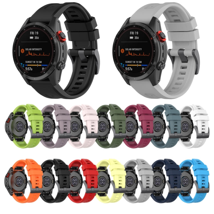 Compatible with Garmin Fenix 7S Solar 20mm Silicone Solid Color Watch Band(Dark Blue)