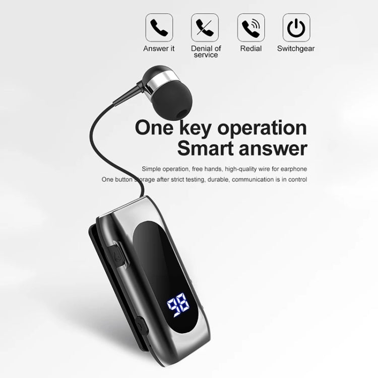 K55 Retractable Cable BT5.2 Smart In-ear Single Sports Earphone(Gray)