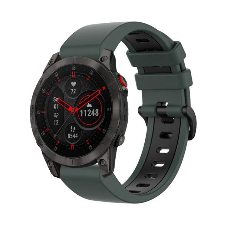 Compatible with Garmin EPIX Gen2 22mm Silicone Sports Two-Color Watch Band(Olive Green+Black)