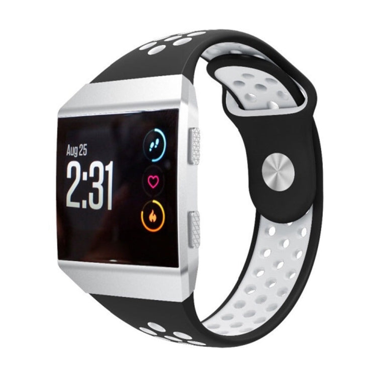 For Fitbit Ionic Breathable Two-tone Silicone Watch Band(Black White) - Watch Bands by PMC Jewellery | Online Shopping South Africa | PMC Jewellery | Buy Now Pay Later Mobicred