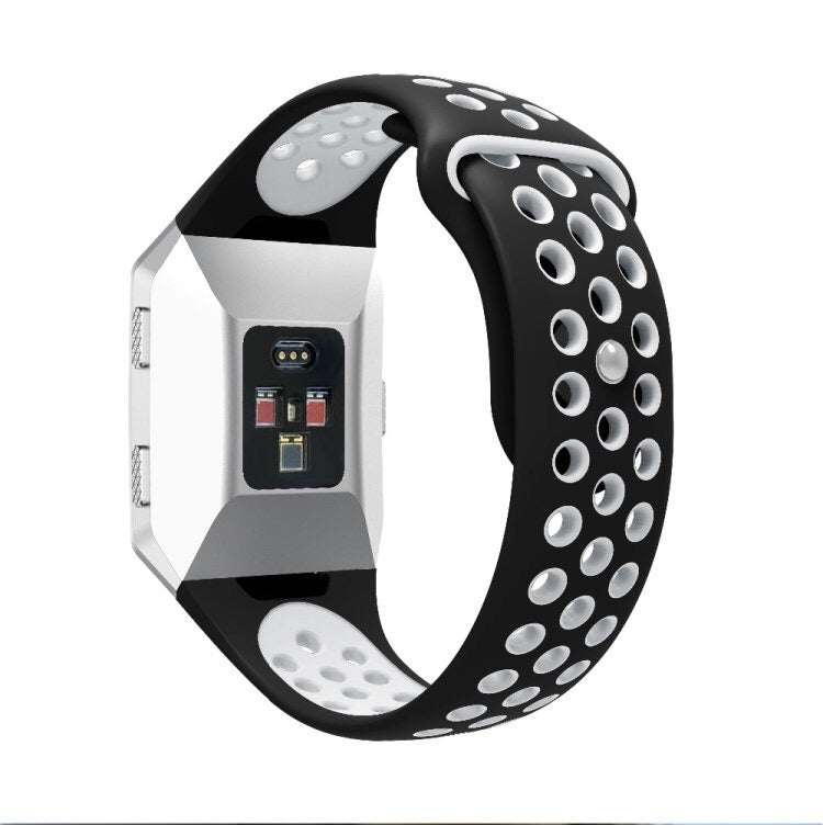 For Fitbit Ionic Breathable Two-tone Silicone Watch Band(Black White) - Watch Bands by PMC Jewellery | Online Shopping South Africa | PMC Jewellery | Buy Now Pay Later Mobicred