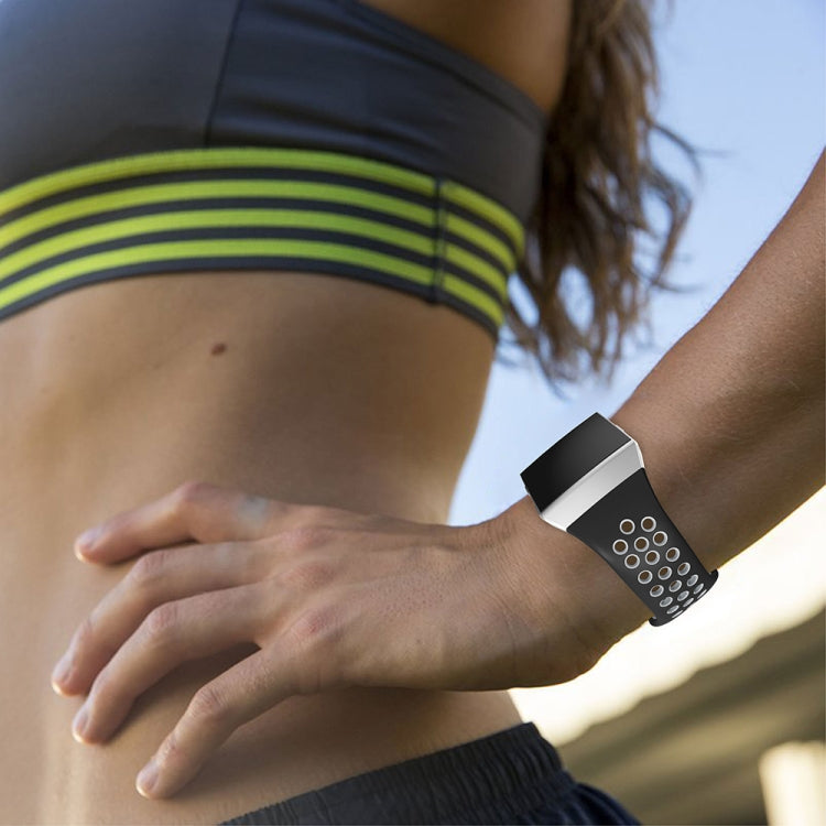 For Fitbit Ionic Breathable Two-tone Silicone Watch Band(Black White) - Watch Bands by PMC Jewellery | Online Shopping South Africa | PMC Jewellery | Buy Now Pay Later Mobicred