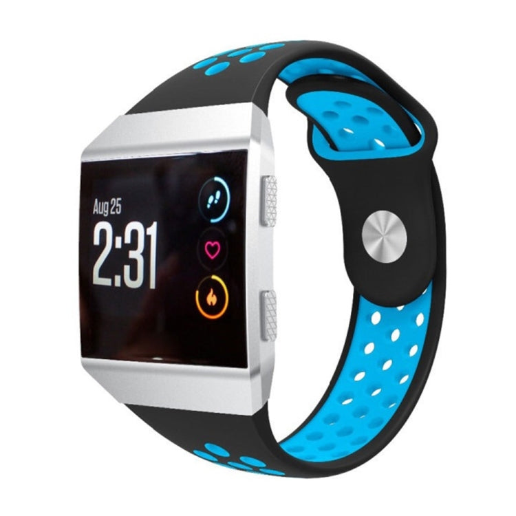For Fitbit Ionic Breathable Two-tone Silicone Watch Band(Black Blue) - Watch Bands by PMC Jewellery | Online Shopping South Africa | PMC Jewellery | Buy Now Pay Later Mobicred