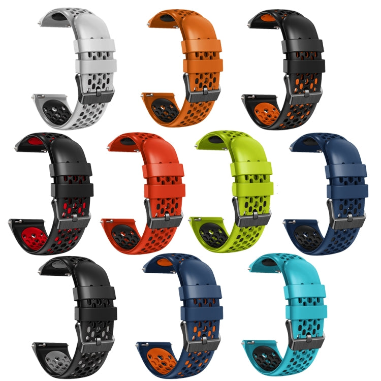 For Amazfit GTR 2e 22mm Two-Color Breathable Silicone Watch Band(Midnight Blue+Orange) - Watch Bands by PMC Jewellery | Online Shopping South Africa | PMC Jewellery | Buy Now Pay Later Mobicred
