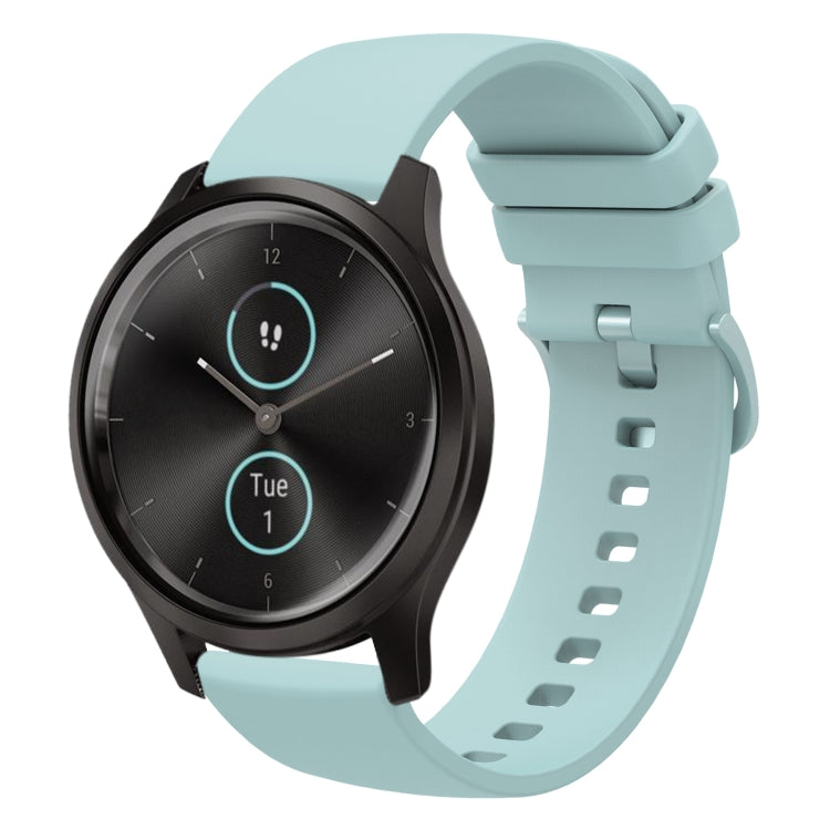 Compatible with Garmin VivoMove Style 20mm Solid Color Soft Silicone Watch Band(Sapphire Green)