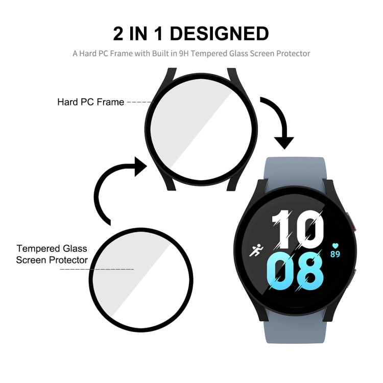 For Samsung Galaxy Watch5 40mm ENKAY Hat-Prince Full Coverage PC Frame + 9H Tempered Glass Case(Rose Gold)