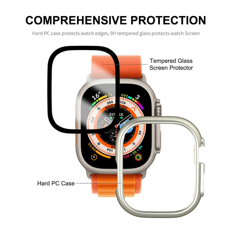 For Apple Watch Ultra / Ultra 2 49mm ENKAY 2 in 1 PC Case + Full Coverage 9H Tempered Glass Film(Dark Blue)
