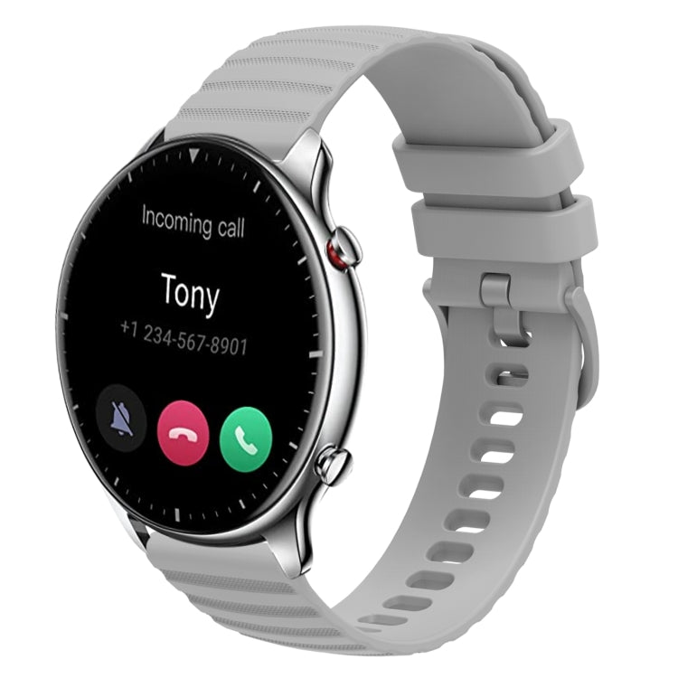 For Amazfit GTR 2 22mm Wavy Dotted Solid-Color Silicone Watch Band(Gray)