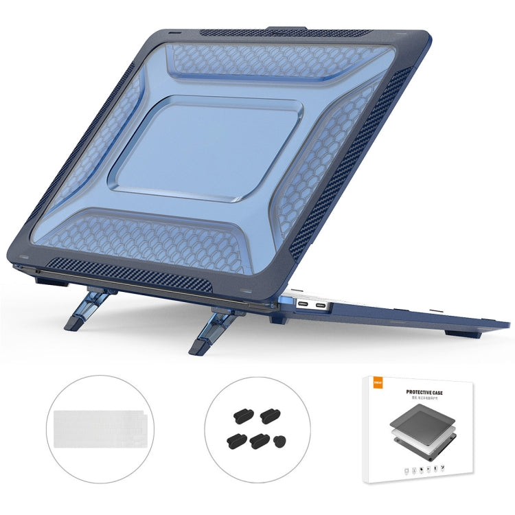 For MacBook Air 13.3 2020 A2179/A2337 ENKAY Hat-Prince 3 in 1 Protective Bracket Case Cover Hard Shell with TPU Keyboard Film / Anti-dust Plugs, Version:EU(Blue)