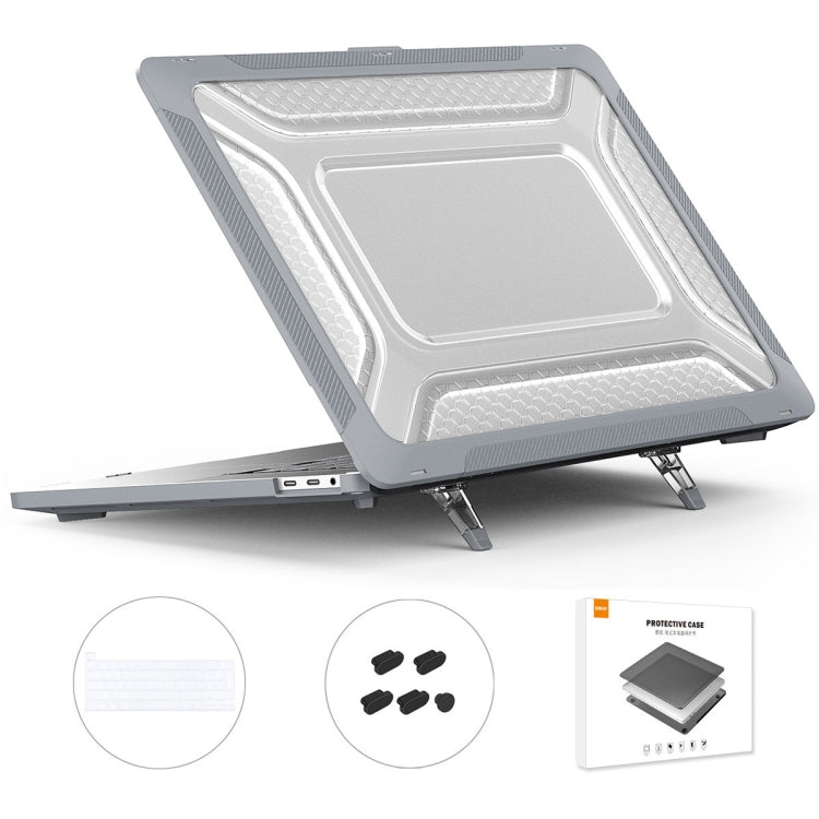 For MacBook Pro 16 A2141 ENKAY Hat-Prince 3 in 1 Protective Bracket Case Cover Hard Shell with TPU Keyboard Film / Anti-dust Plugs, Version:EU(Grey)