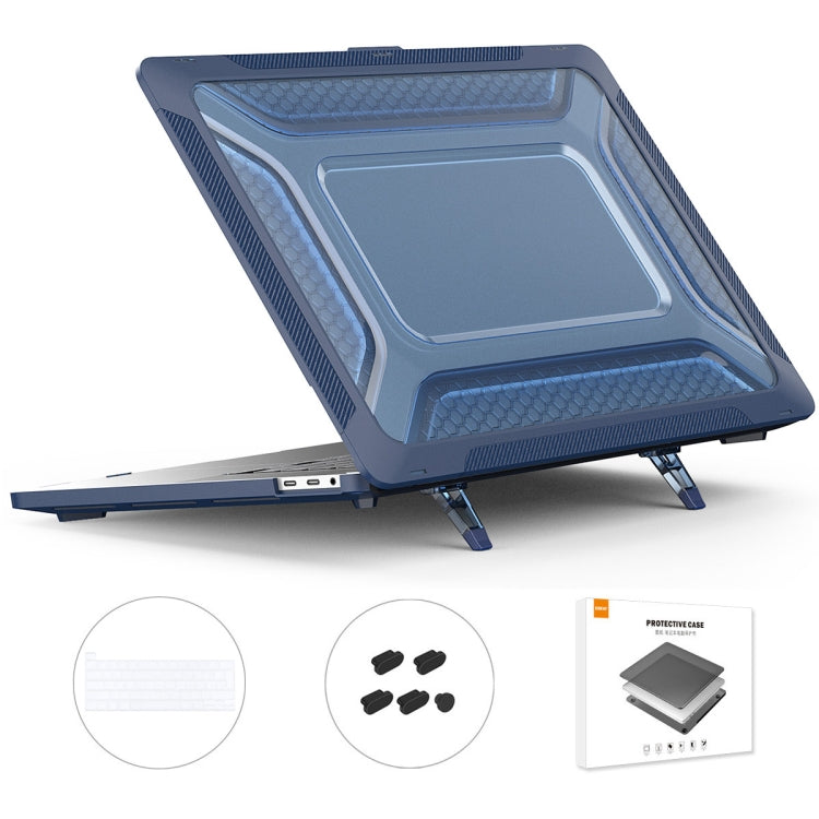For MacBook Pro 16 A2141 ENKAY Hat-Prince 3 in 1 Protective Bracket Case Cover Hard Shell with TPU Keyboard Film / Anti-dust Plugs, Version:EU(Blue)