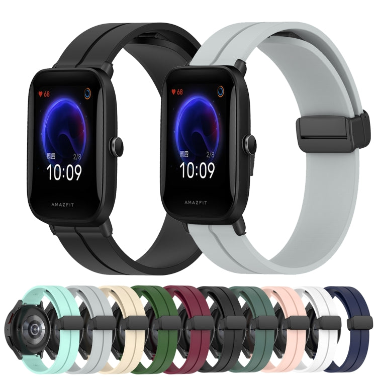 For Amazfit Pop 20mm Solid Color Magnetic Clasp Silicone Watch Band(Burgundy)