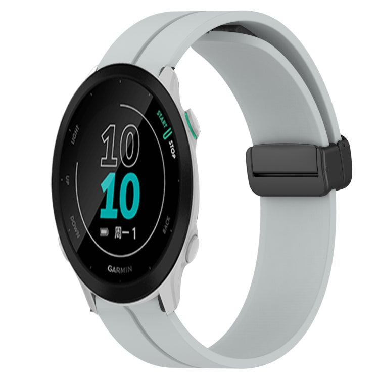 Compatible with Garmin Compatible witherunner 158 20mm Solid Color Magnetic Clasp Silicone Watch Band(Grey)