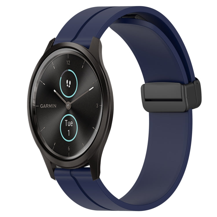 Compatible with Garmin Garminmove Style 20mm Solid Color Magnetic Clasp Silicone Watch Band(Midnight Blue)