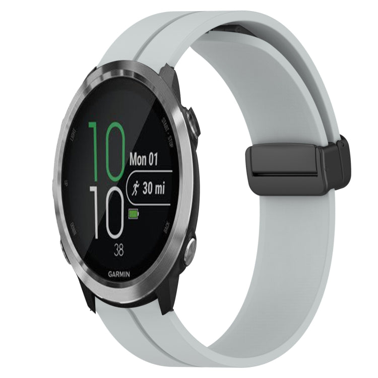 Compatible with Garmin Compatible witherunner 645 Music 20mm Solid Color Magnetic Clasp Silicone Watch Band(Grey)