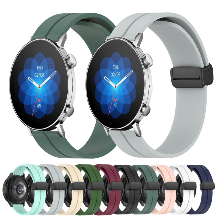 For Amazfit GTR 3 Pro 22mm Solid Color Magnetic Clasp Silicone Watch Band(Teal)