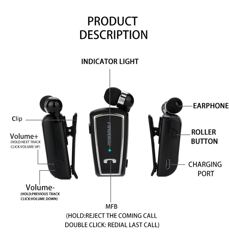 Fineblue F-V3 Bluetooth 4.1 Wireless Stereo Bluetooth In-Ear Earphone Mini Headset Black - free shipping - PMC Jewellery - Order now!