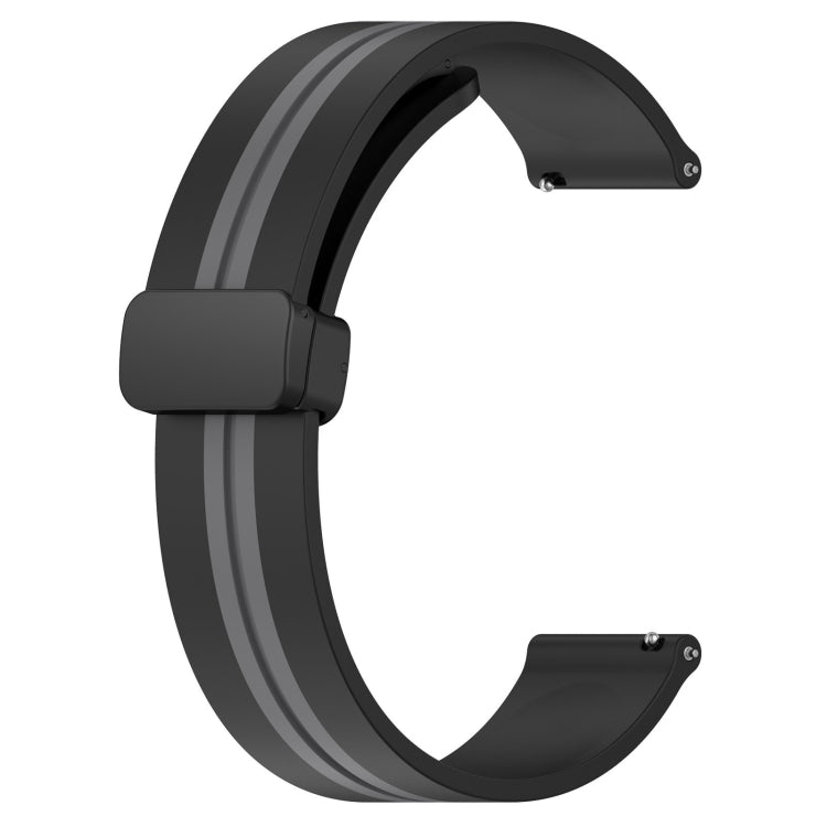 For Huawei Watch 3 Pro New 22mm Folding Magnetic Clasp Silicone Watch Band(Black+Grey)